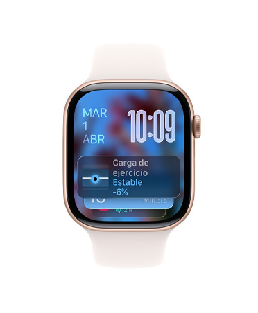 Apple Watch Series 11, color oro rosa, caja de aluminio, sugerencia de Pila Inteligente, correa deportiva rosa rubor