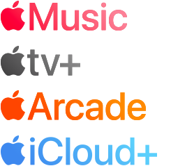 Seznam služeb Apple: Apple Music, Apple TV Plus, Apple Arcade a Apple iCloud Plus