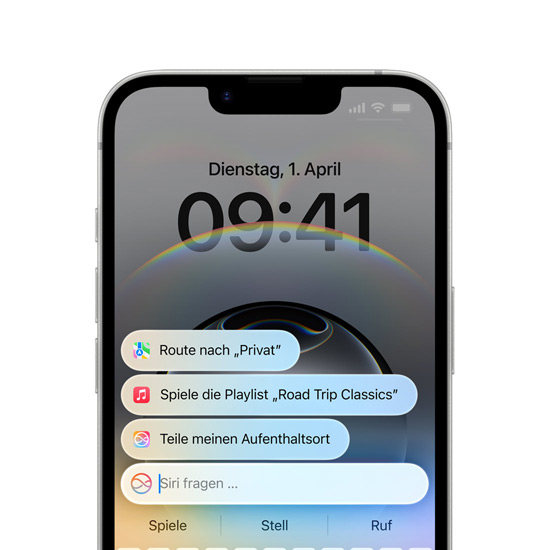 Ein iPhone 16e, das eine eingeblendete Mitteilung von Siri mit Anweisungen zeigt, um eine Textnachricht später zu senden.