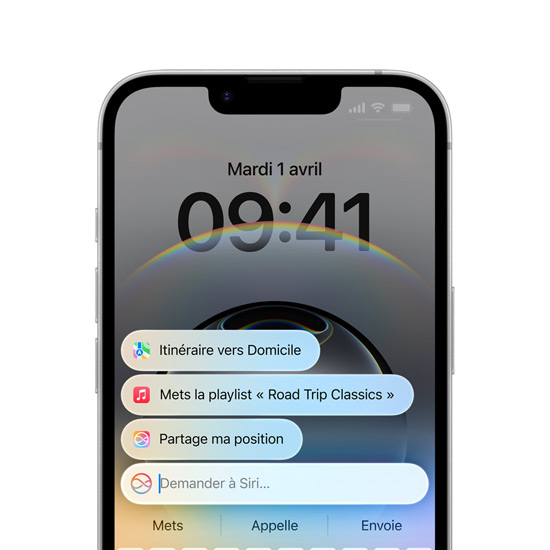 iPhone 16e montrant une bulle de texte de Siri avec des instructions sur la façon de définir un SMS à envoyer plus tard.