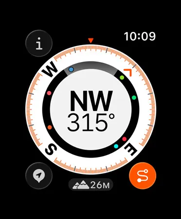 回溯功能展示各種指標，包括指南針、爬升高度、航點標記