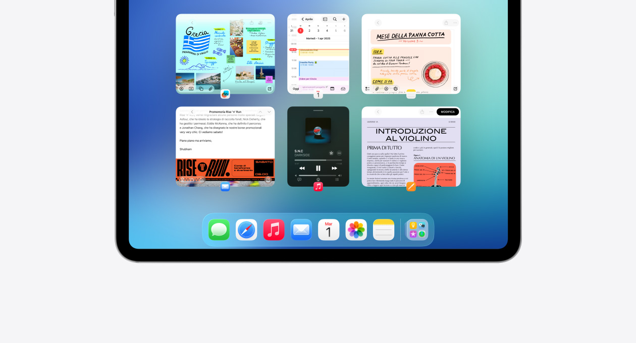Una schermata di un iPad con la funzione Exposé