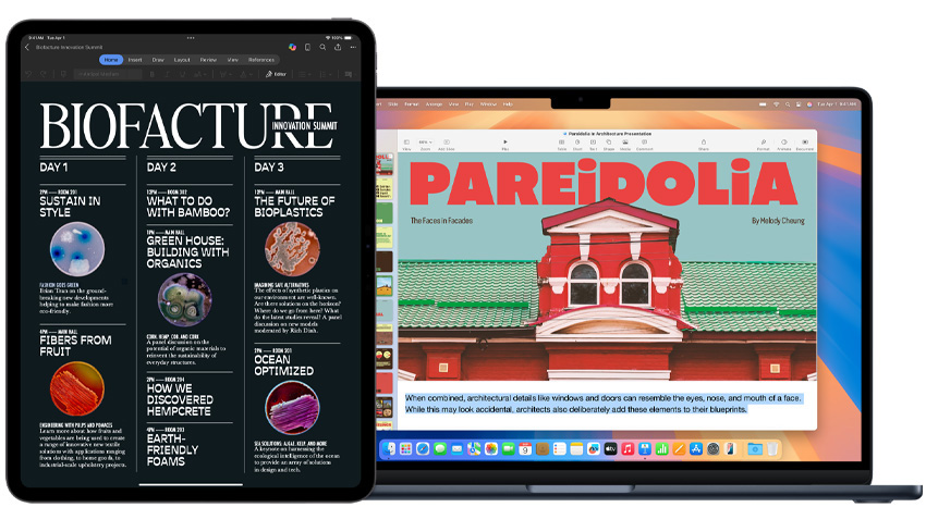 iPadとMacBookに授業の課題が表示されている