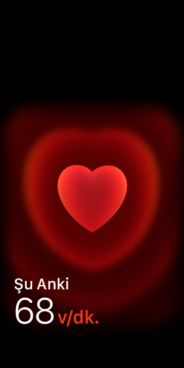 Kalp Atış Hızı uygulaması, şu an dakikada 68 vuruş