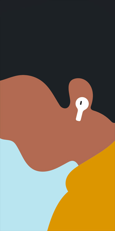 ภาพระยะใกล้แสดงใบหน้าหันข้างของผู้ชายที่สวม AirPods Pro 2 ในหูด้านซ้าย