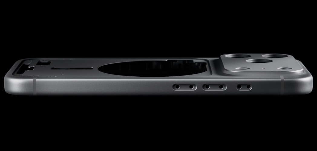 iPhone 17 Pro, parte posterior, estructura unibody de aluminio forjado