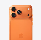 iPhone 17 Pro, kosmiskt orange baksida, Fusion-proffskamerasystem i platån högst upp