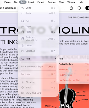 Närbild på menyfältet med alternativ för bland annat att ångra, göra om, klippa ut, kopiera och klistra in